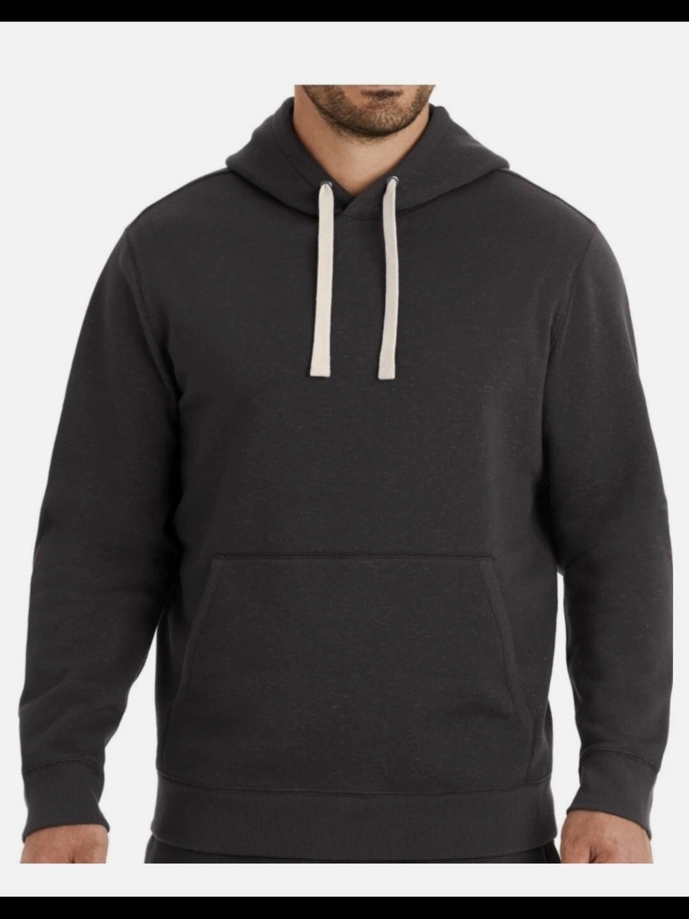 Newport Men's Charcoal Hoodie with Cream Drawcords